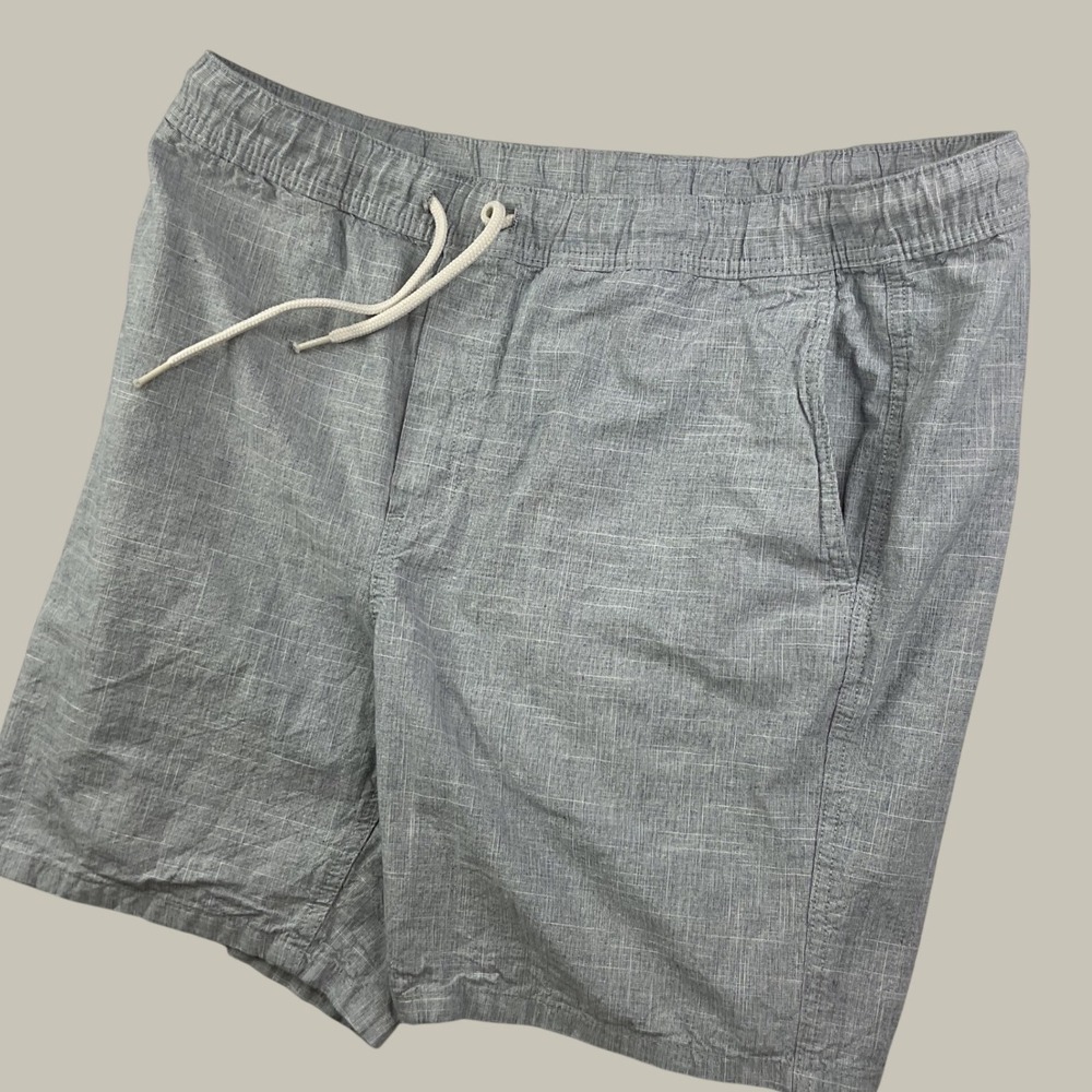 H&M Shorts Men Sz L Regular Fit Slub Textured Cotton Drawstring Light Blue
